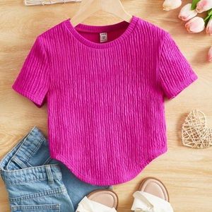 NWT Girls Hot Pink Curved Hem Tee
